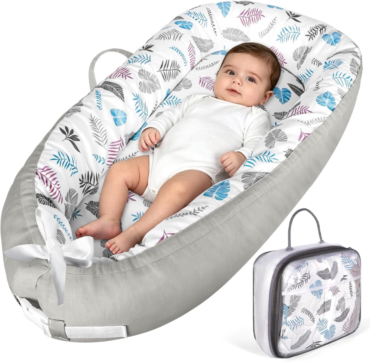 JCP® Babynestje - Voor 0 tot 24 Maanden - Babynest - Baby Nestje - Grijs - 23cm x 12cm x 30cm