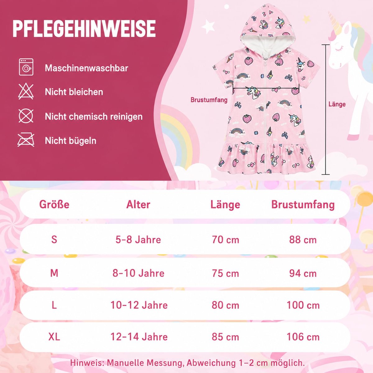 SnelShoppen - MOEMOE BABY Badponcho voor Kinderen met Capuchon, 100% Katoen, Badhanddoek met Capuchon voor Thuis en Zwembad, Kinderbadjas voor Meisjes