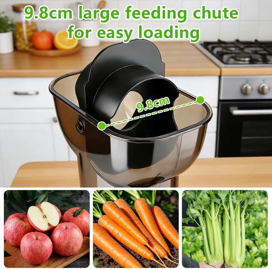 Slow Juicer - Sapcentrifuge - Gezond Sap Maken - Brede Vulopening - 98 mm - Zwart — afbeelding 2