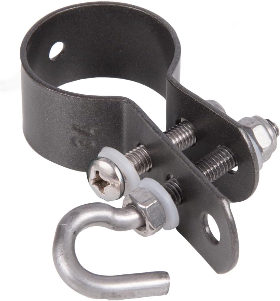 SnelShoppen - Clamp voor Draadgaas Ø 48 mm, Gegalvaniseerd, Anthraciet-Metallisch, Stevige Bevestiging voor Tension Rods, Perfect voor Tuin en Bouwpro