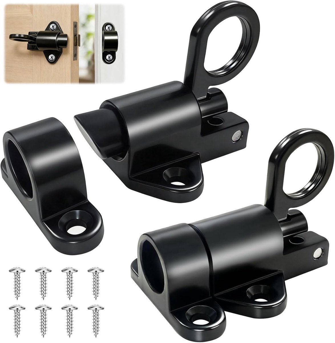 SnelShoppen - Metal Door Lock (Black) - Sterke Deurslot, Veiligheidsslot, Metalen Beveiliging, Zwart, Geschikt voor Binnen- en Buitendeuren, Ideaal vo