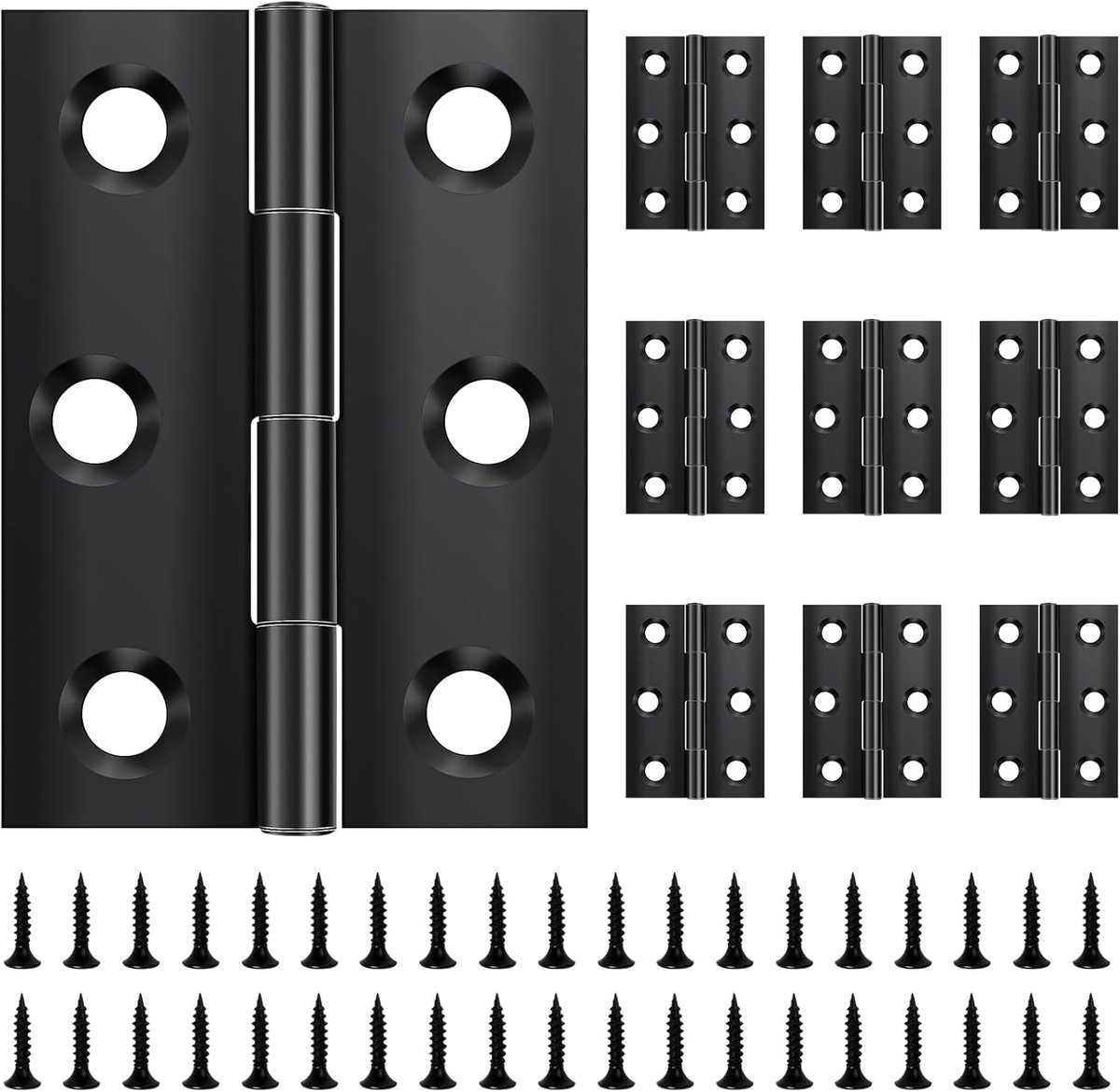 SnelShoppen - 10pcs Vouwbare Scharnieren 44mm×31mm Zwart RVS Piano Scharnieren Kleine Deurscharnieren voor Deuren, Vensters, Kasten met 60pcs Schroeve