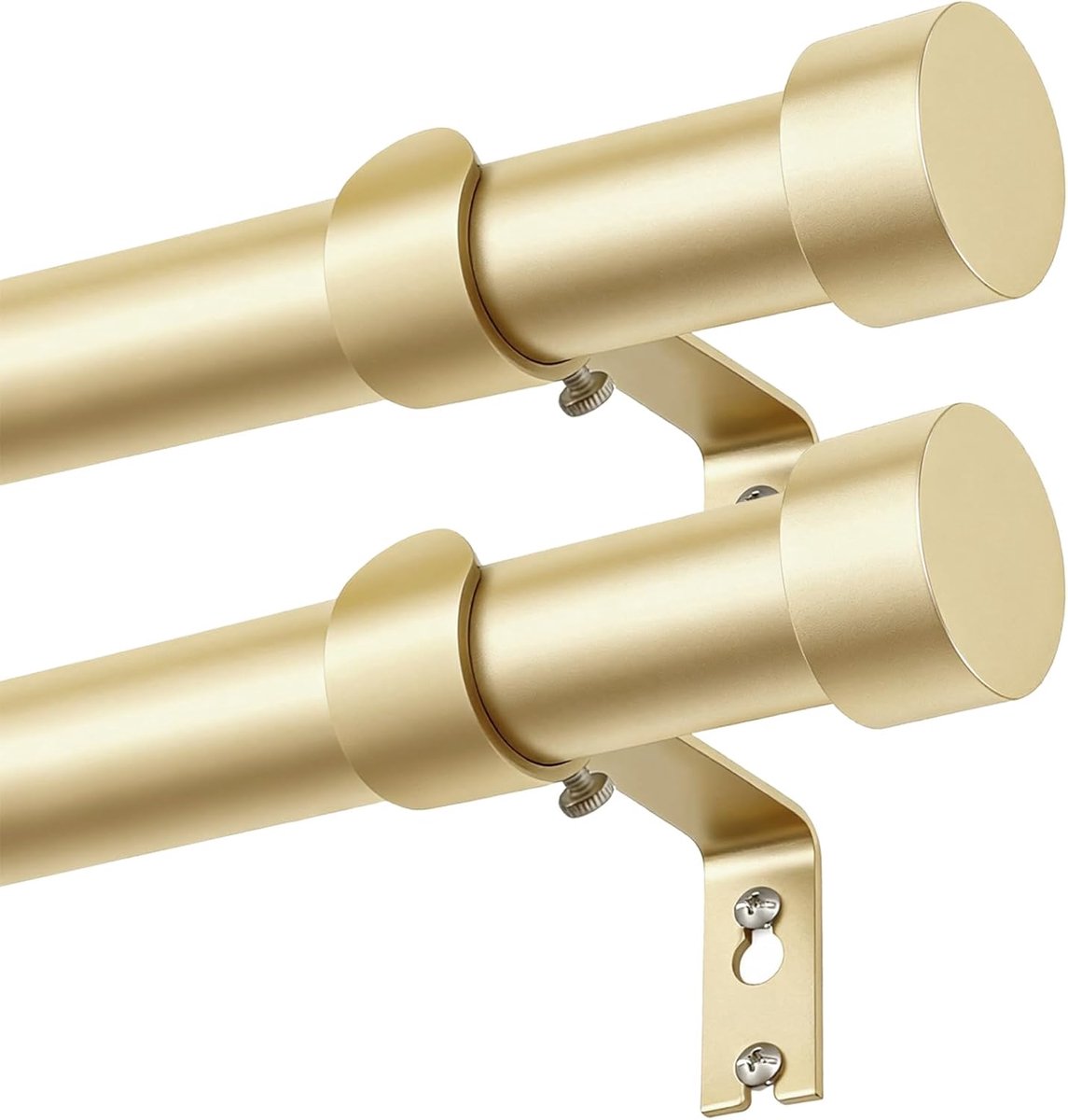 SnelShoppen - Verstelbare Gouden Gordijnroede Set van 2, 80-148 cm, 25 mm Diameter, Sterke Metaal, Ideaal voor Woonkamer, Slaapkamer, en Raamdecoratie
