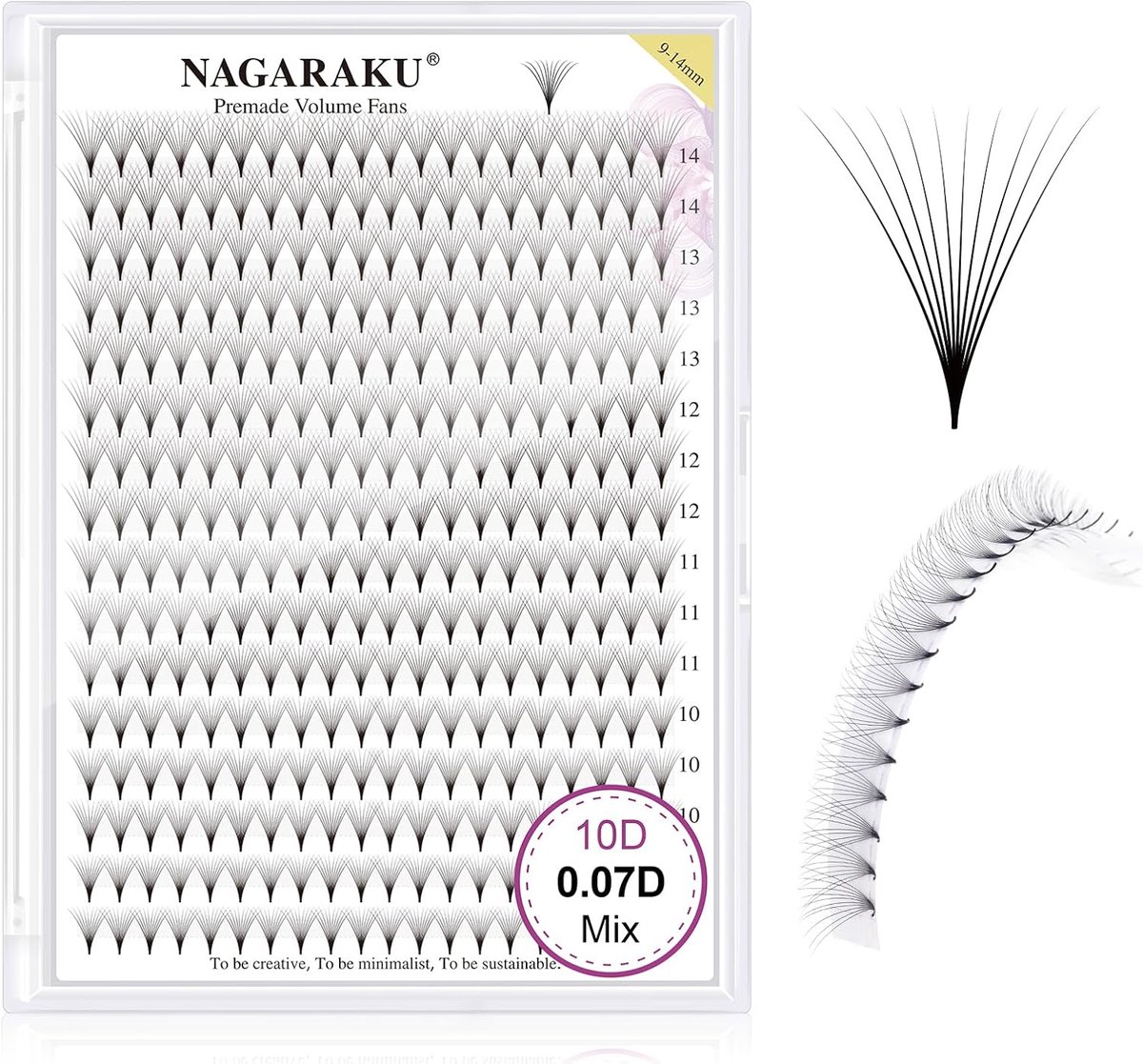 SnelShoppen - 10D Premade Fans Wimperextensions - 320 Stuks - Natuurlijke Zachte Wimpers - XL 0.07 D 9-14mm - Contoured Pointed Base - Eenvoudig Verwi