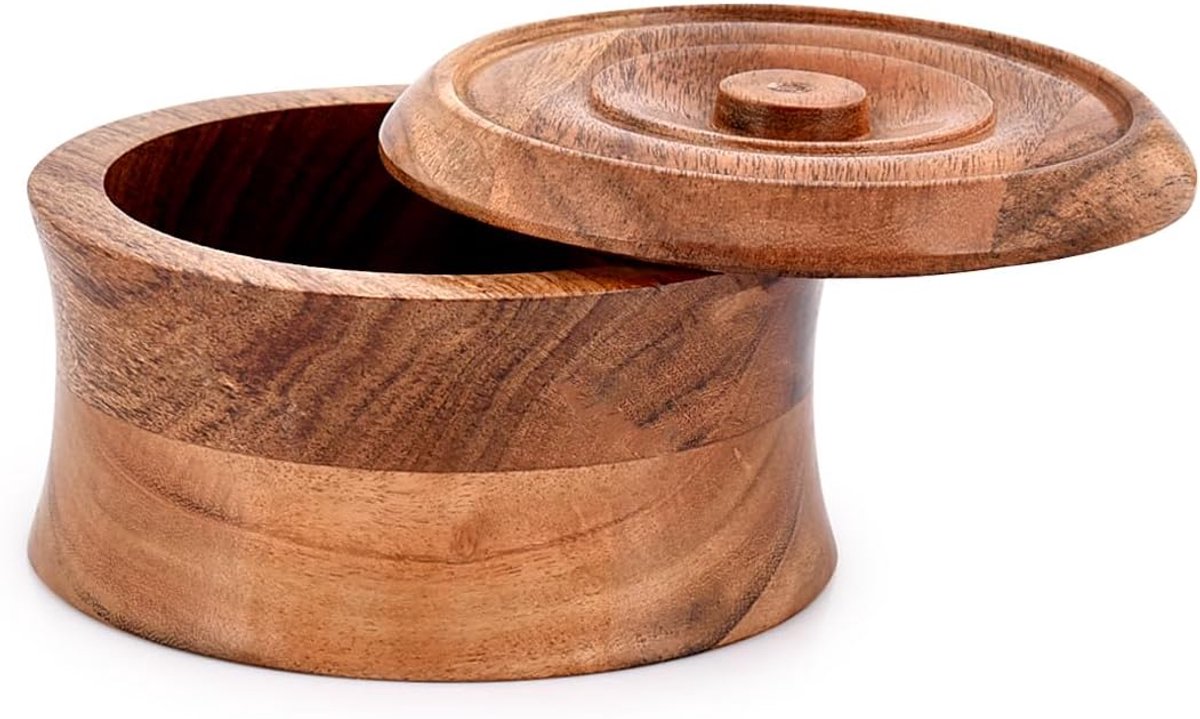 SnelShoppen - Vintage Houten Sieradenbox Acacia Hout 12.7cm x 12.7cm x 7.5cm - Organiseer Oorbellen, Ringen, Armbanden, Herinneringen en Foto's - Perf