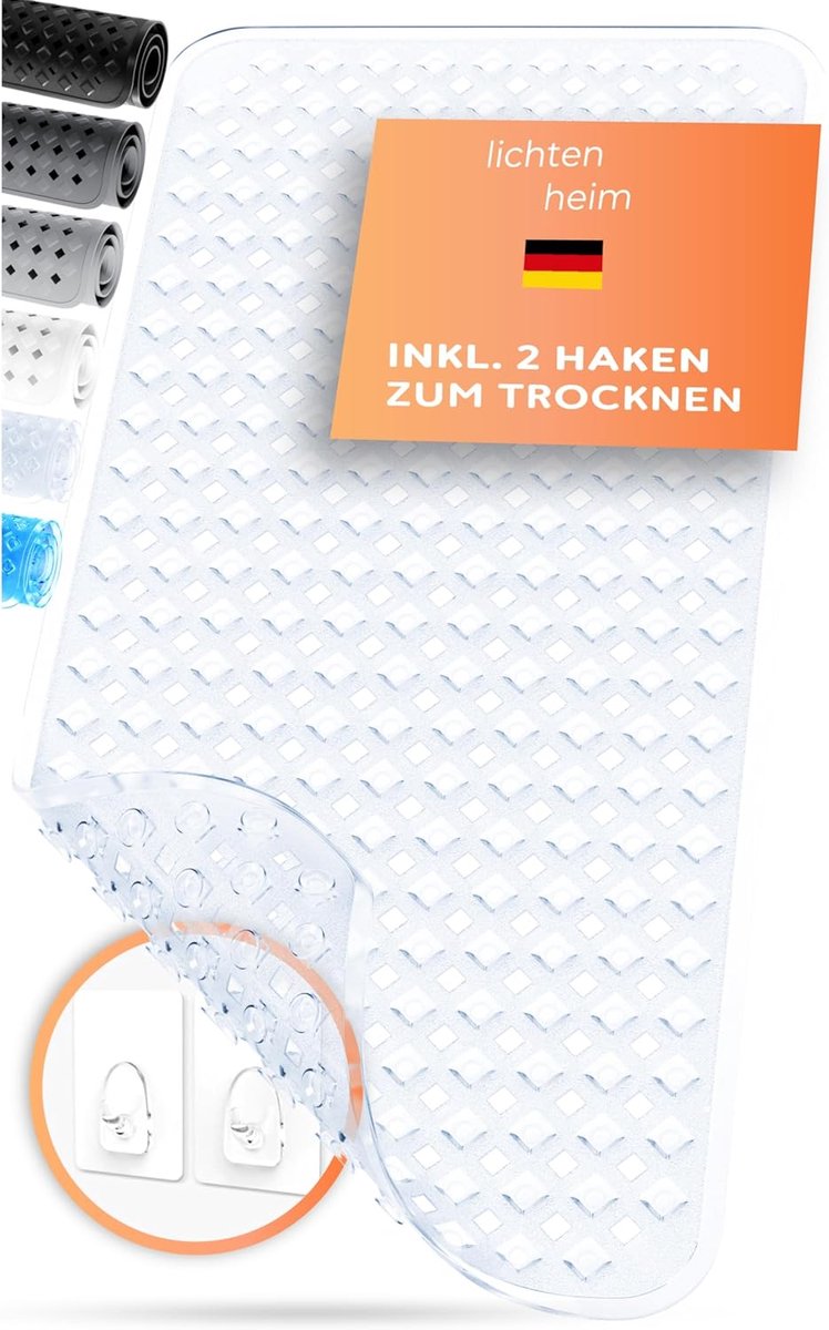 SnelShoppen - Badmat Antislip 88x40 cm | BPA Vrij Antislip Badmat voor Baby's, Kinderen & Senioren | Rutschmatte Anti Rutsch | Duidelijke Badkuip Inze