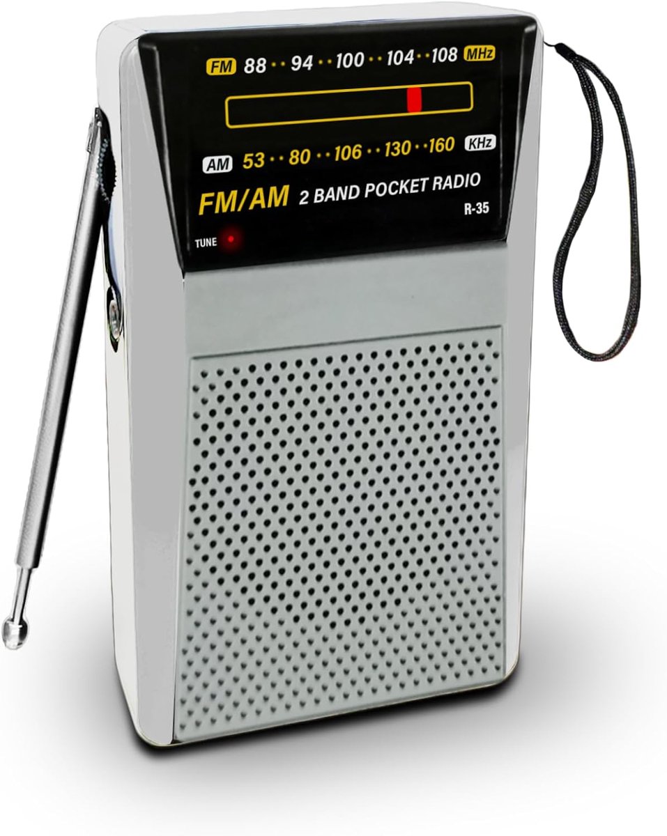 SnelShoppen - Portable Radio, Compact AM/FM Batterij Radio voor Pocket met Uitstekende Ontvangst en Hoofdtelefoon Jack, Mini Walkman voor Buiten, Binn