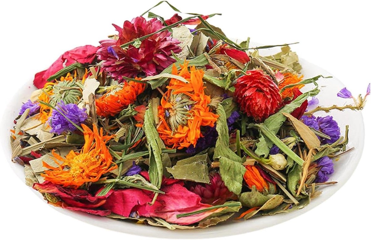 Natuurlijk Strooisel - Bloemen Bodembedekking - Dierenverblijf Inrichten - Geurcontrole - 100 gram - Multicolor
