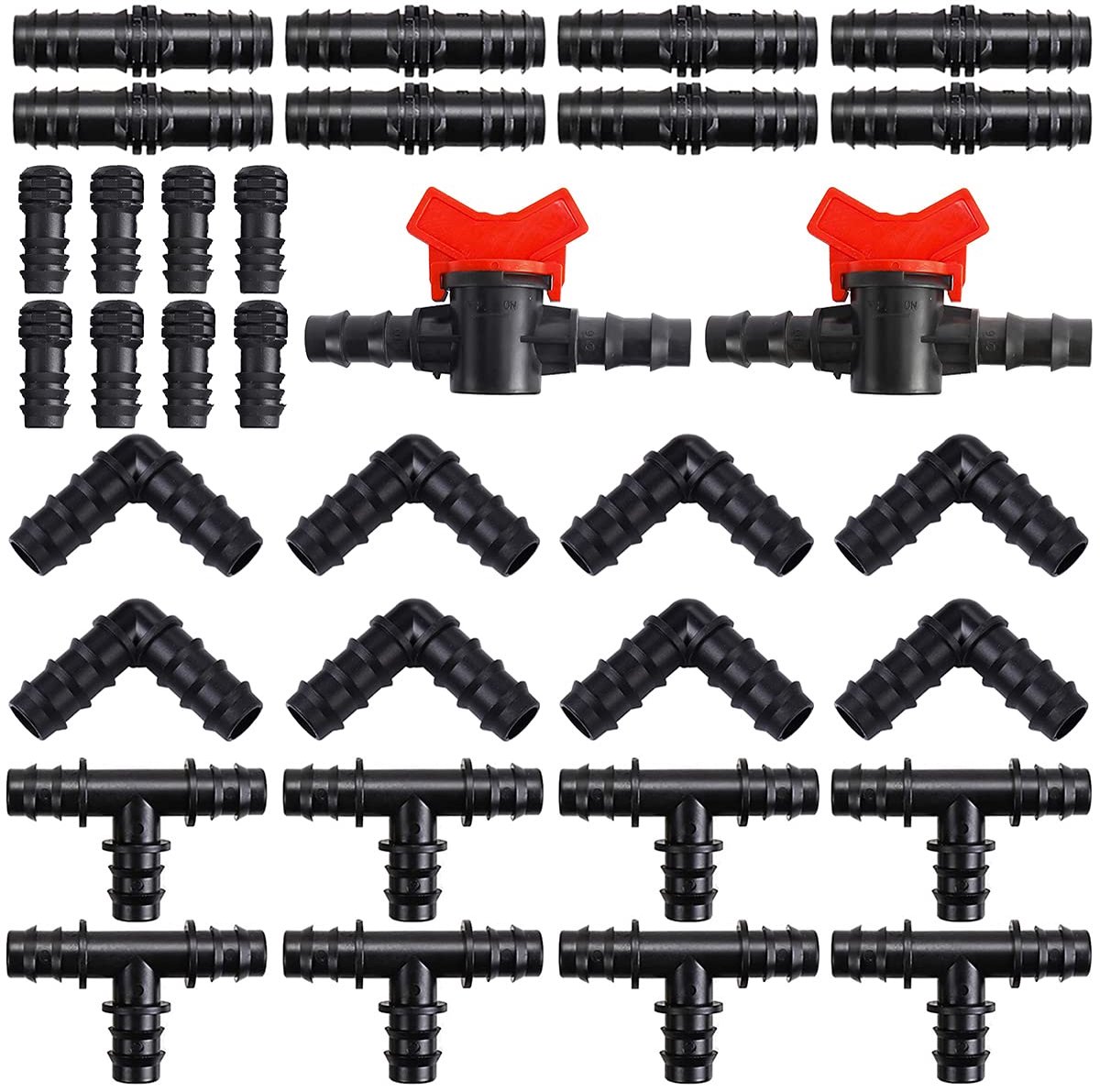 SnelShoppen - Irrigatie Fittingen Kit voor Tuin, 34 delige Set, Plastic Slang Koppelingen 16mm, Geschikt voor Tuinirrigatie Systemen, Duurzaam en Ster