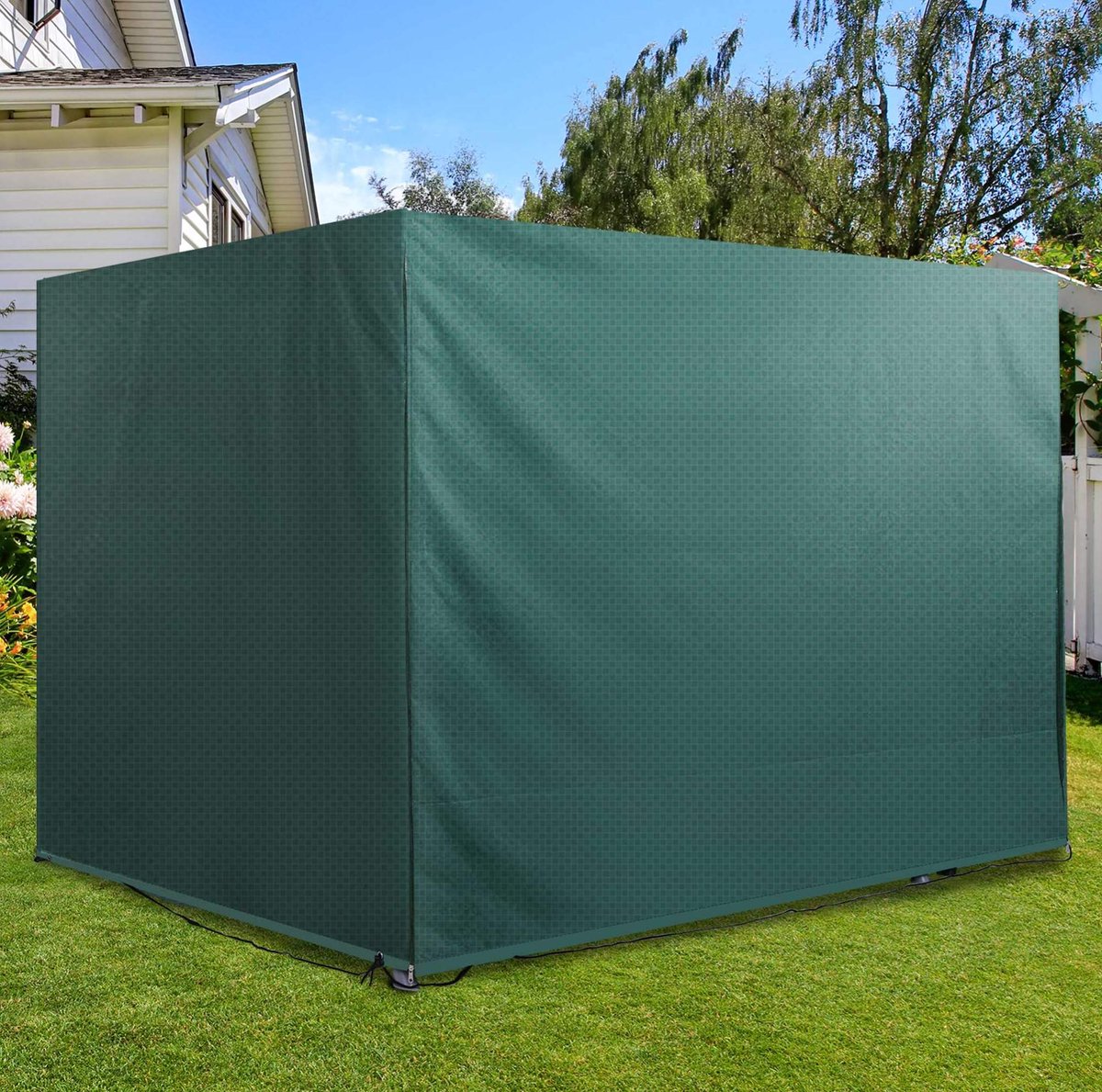 COVREO Tuinmeubelhoes 215 x 155 x 150 cm - donkergroen, polyetheen, met rits