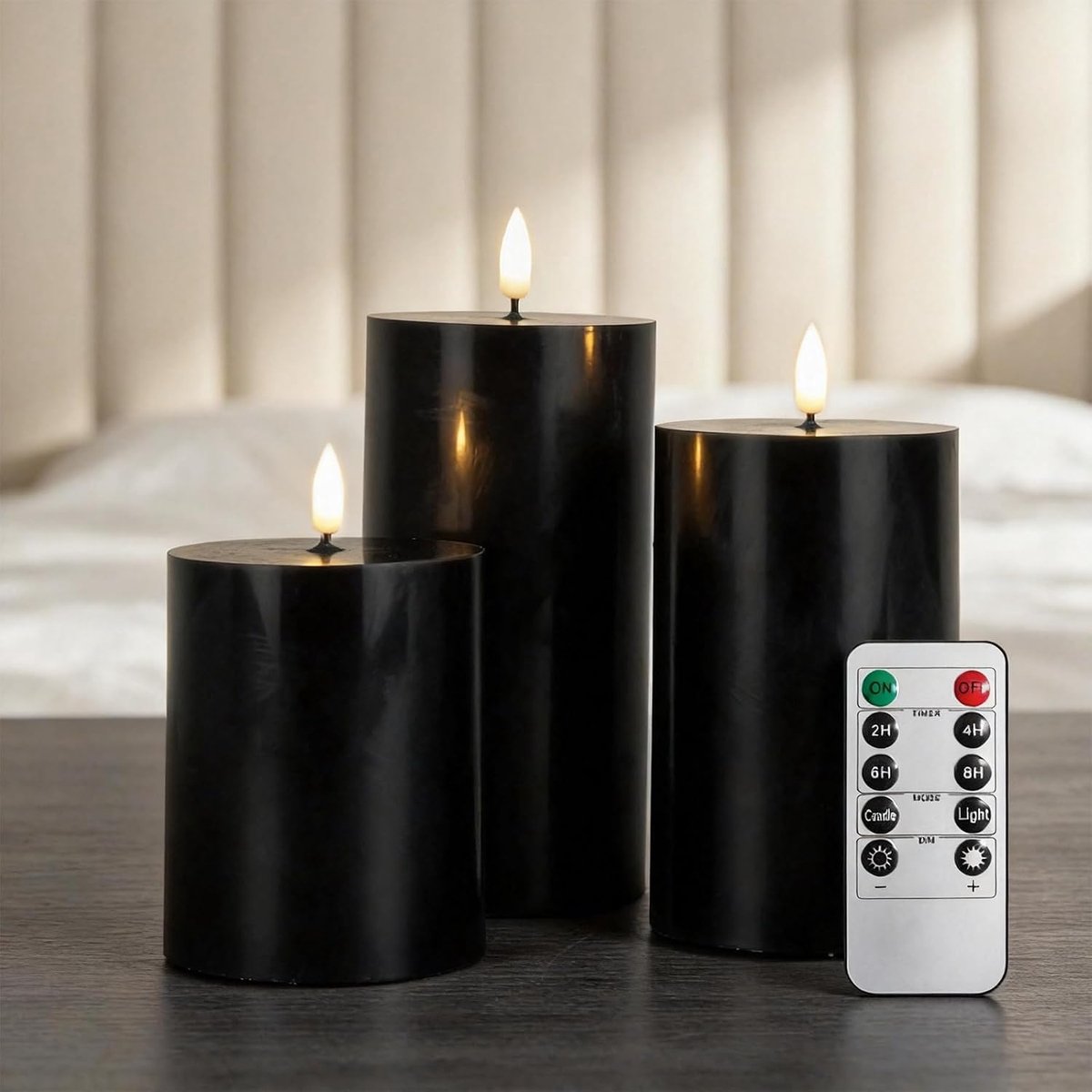 SnelShoppen - Set van 3 LED Kaarsen met Timer - Elektrische Vlamloze Kaarsen - Batterij Aangedreven LED Zuil Kaarsen voor Camping, Bruiloften en Thuis