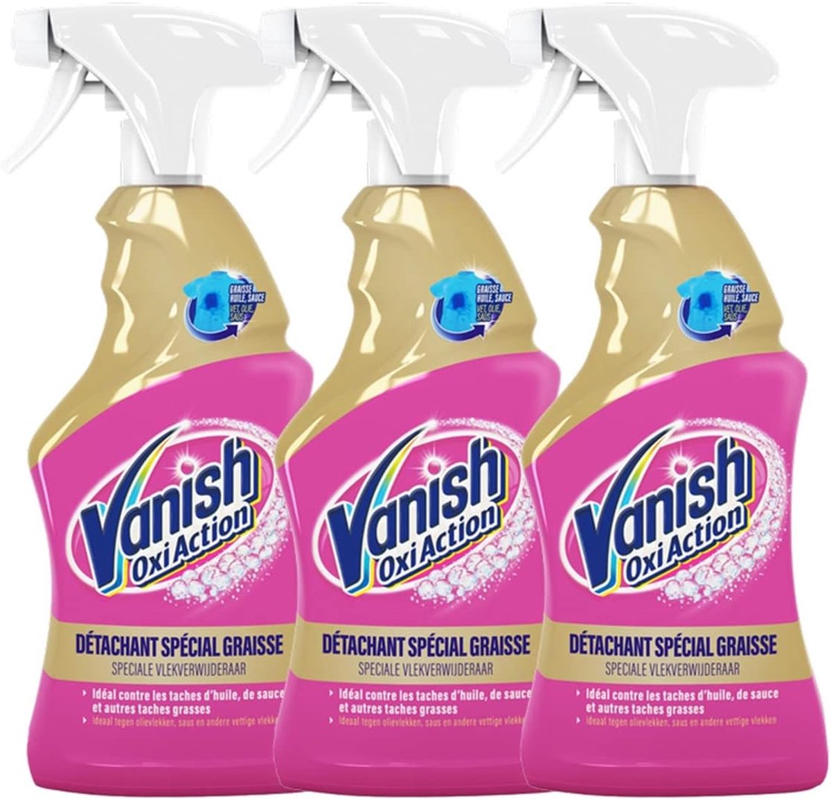 SnelShoppen - Vanish Vlekkenverwijderaar Textiel Spray 500 ml - 3-pack - Vet- en Olievlekken Verwijderaar - Speciale Formule - Eenvoudig in Gebruik vo