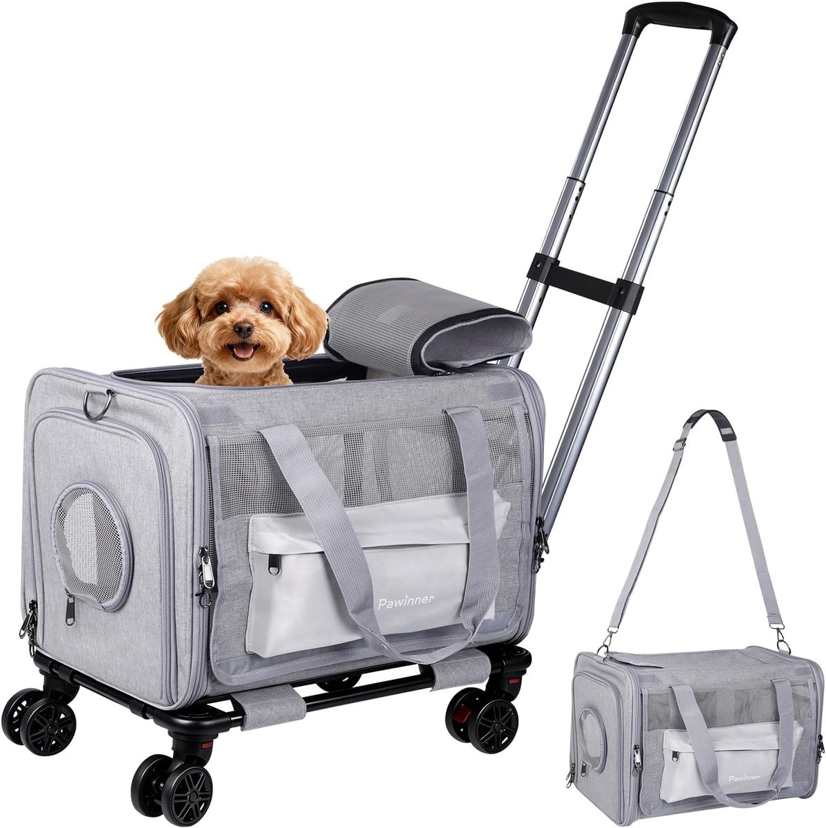 Opvouwbare transportbox voor katten en honden tot 9 kg, ademend, ontsnappingsvrij en vliegtuiggeschikt, ideaal voor reizen en autoritten, 45 x 30 x 30 cm