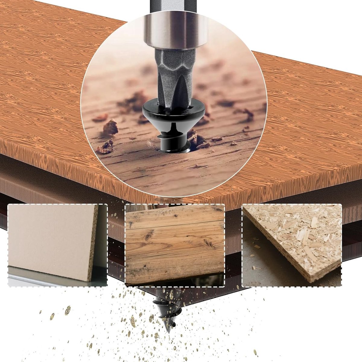 30-delige M5 x 45 mm RVS Schroeven Set voor Hout, Volledige Draad met Schroevendraaier Bit voor Meubelmontage en Raaminstallatie