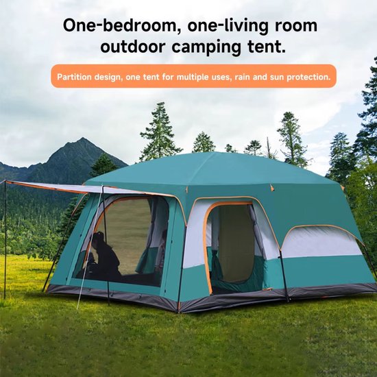 Outdoor - camping tent - incl. muggengaas - waterdicht - 4-6 pers. - tunneltent - 3 ingangen en voortent - koepeltent - groepstent - familietent - draagbaar - incl. opbergtas - outdoor - reizen - trekking van OutDoor — afbeelding 2