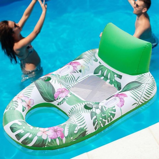 Opblaasbare Waterdrijver - Drijvend Vlot - Ontspannen op Water - Meerlaags Versterkte Structuur - 142x82cm - Groen — afbeelding 2