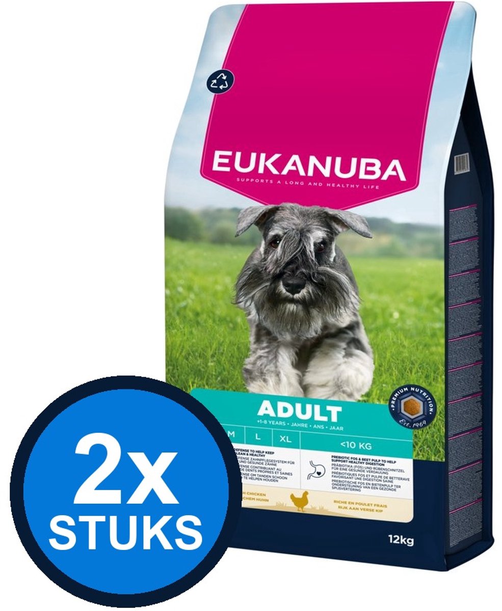 2x Eukanuba - Life Care dog adult small chicken 12kg