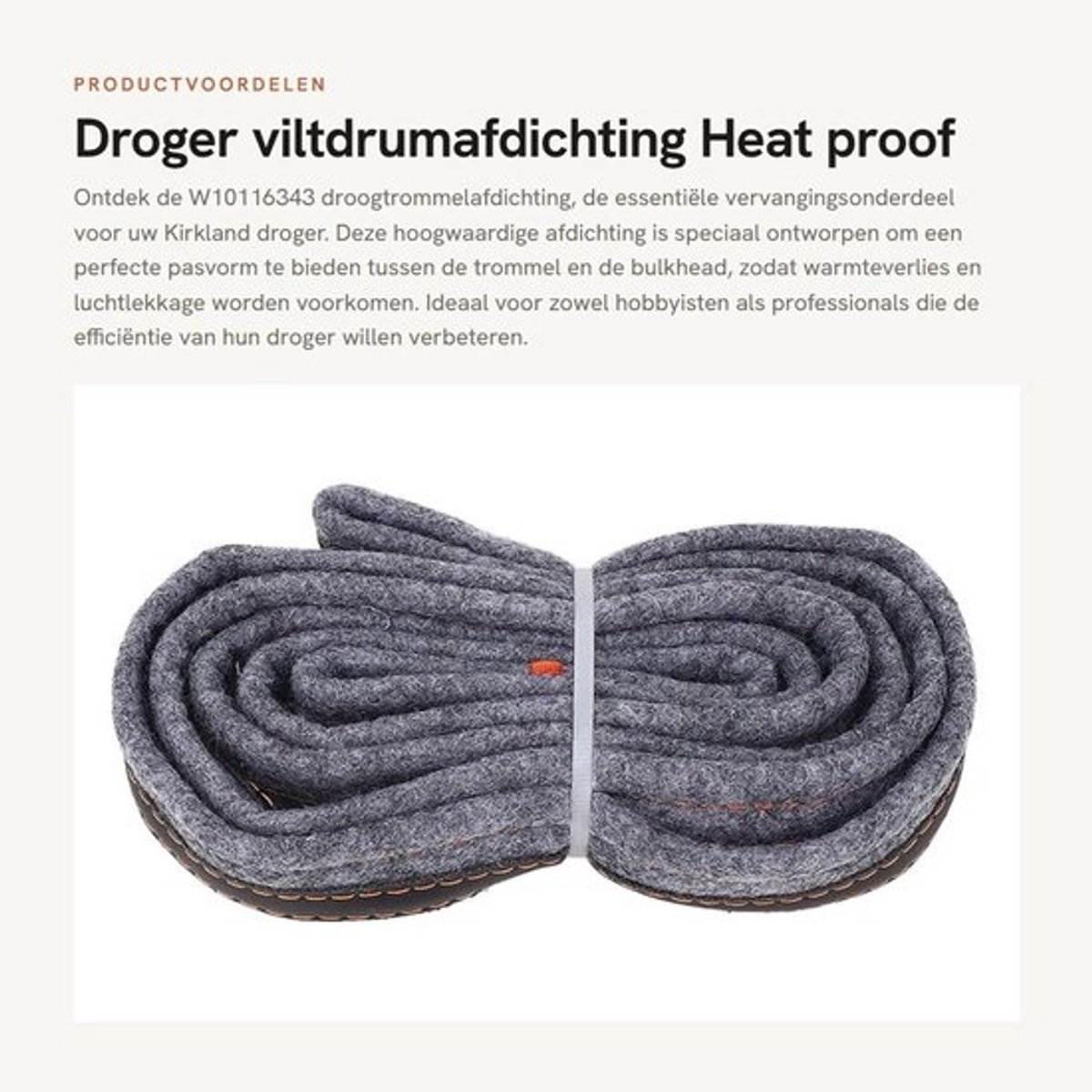 Trommelafdichting - Vervangingsonderdeel voor Kirkland - Hittebestendig - Vilt - Verbeterde efficiëntie - Vermindert wrijving - Droogtrommelafdichting