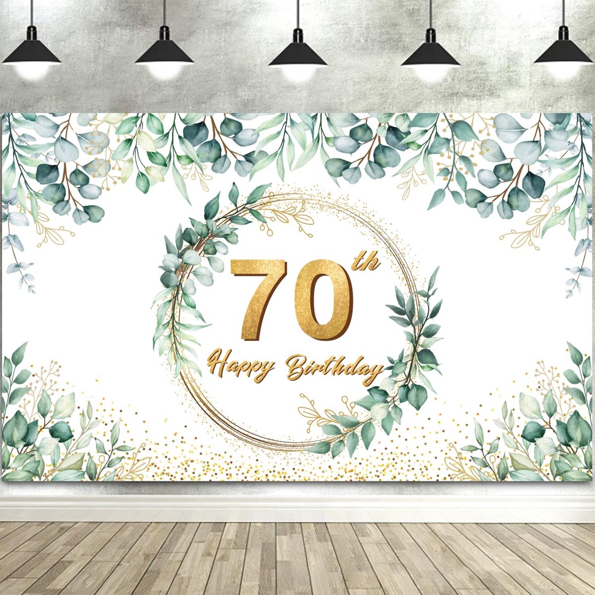 Feestdecoratie Banner 70e Verjaardag Man Vrouw - Groen 180x110 cm