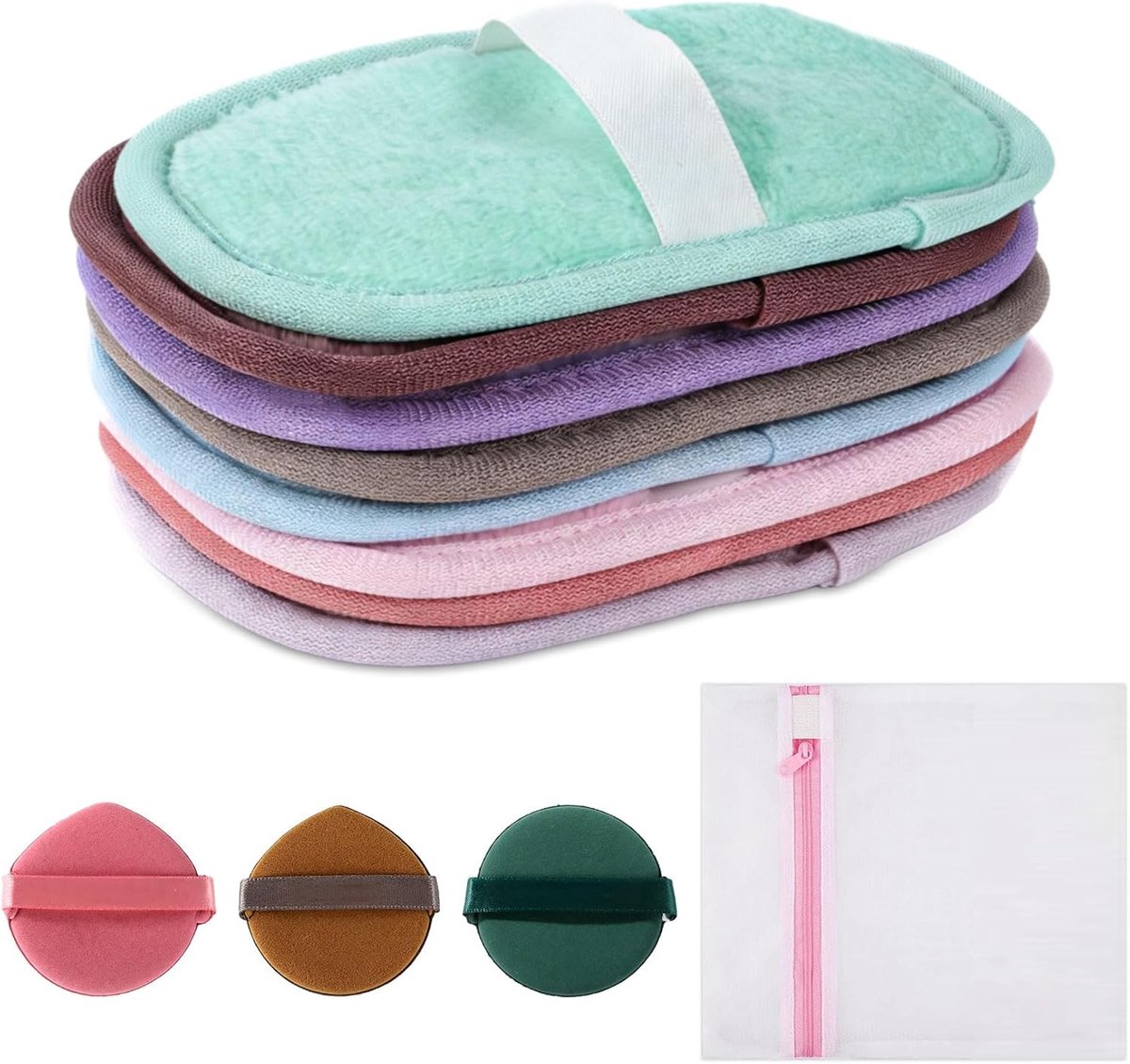 SnelShoppen - Pack van 8 Herbruikbare Make-up Doekjes - Zachte Katoenen Gezichtsreinigingspads - Duurzame Make-up Remover Wipes voor Op Reis - 10x12cm