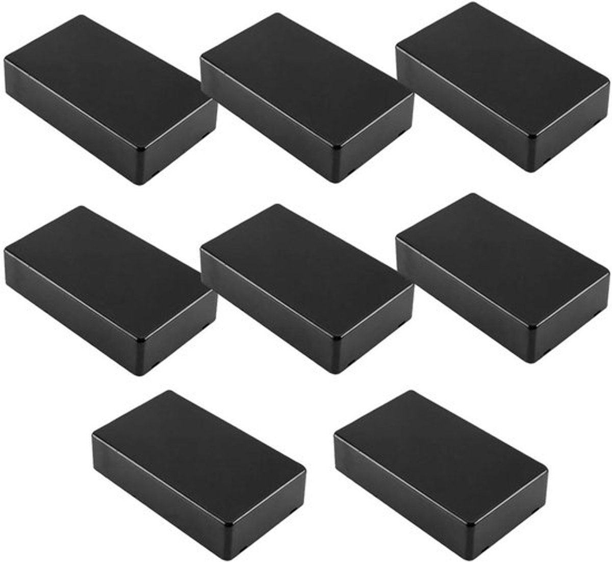 Waterdichte aansluitdozen set van 8 stuks zwart - elektronische projectbox - kunststof behuizing - stroomaftakdoos - 100 x 60 x 25 mm