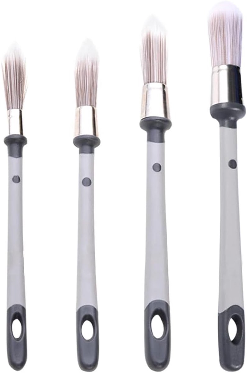 SnelShoppen - 4Pcs Kleine Verfkwasten Set voor Muren - Perfect voor Hoeken, Randen, Plafonds, Behang en Meer - Hoogwaardige PP+TPE Handgreep - 21cm t/
