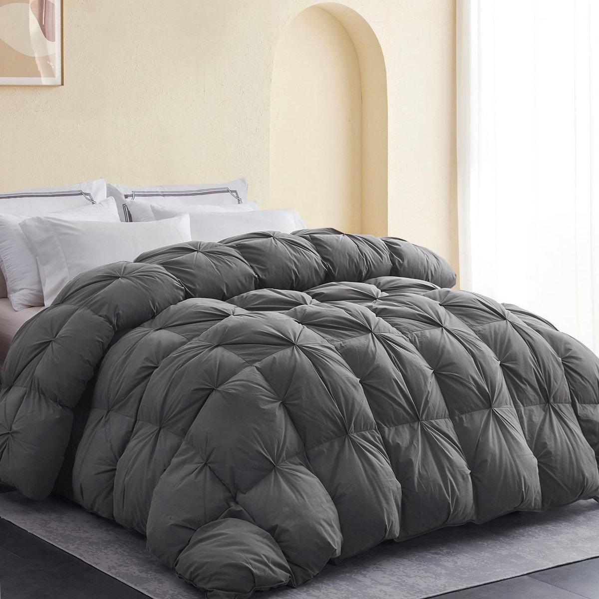 SnelShoppen - SNOWMAN Dekbedovertrek 75% Donsdeken, Queensize Dekbed 229x229 cm, Grijs, Medium Warm, Zachte Donsbestendige Katoenmix, Ideaal voor het
