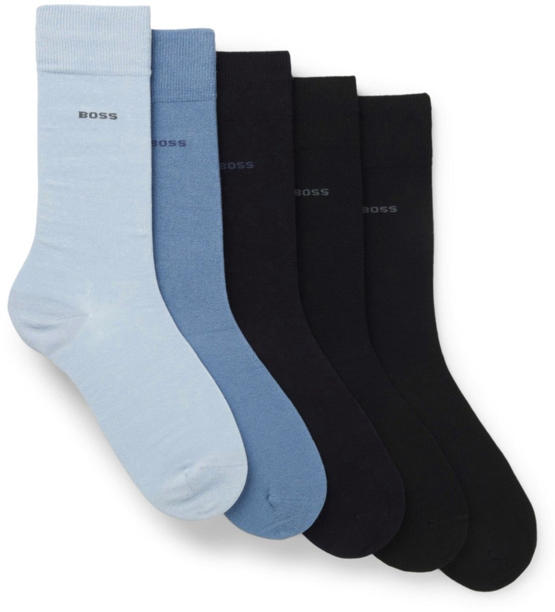 Hugo Boss heren BOSS 5P sokken uni zwart & blauw