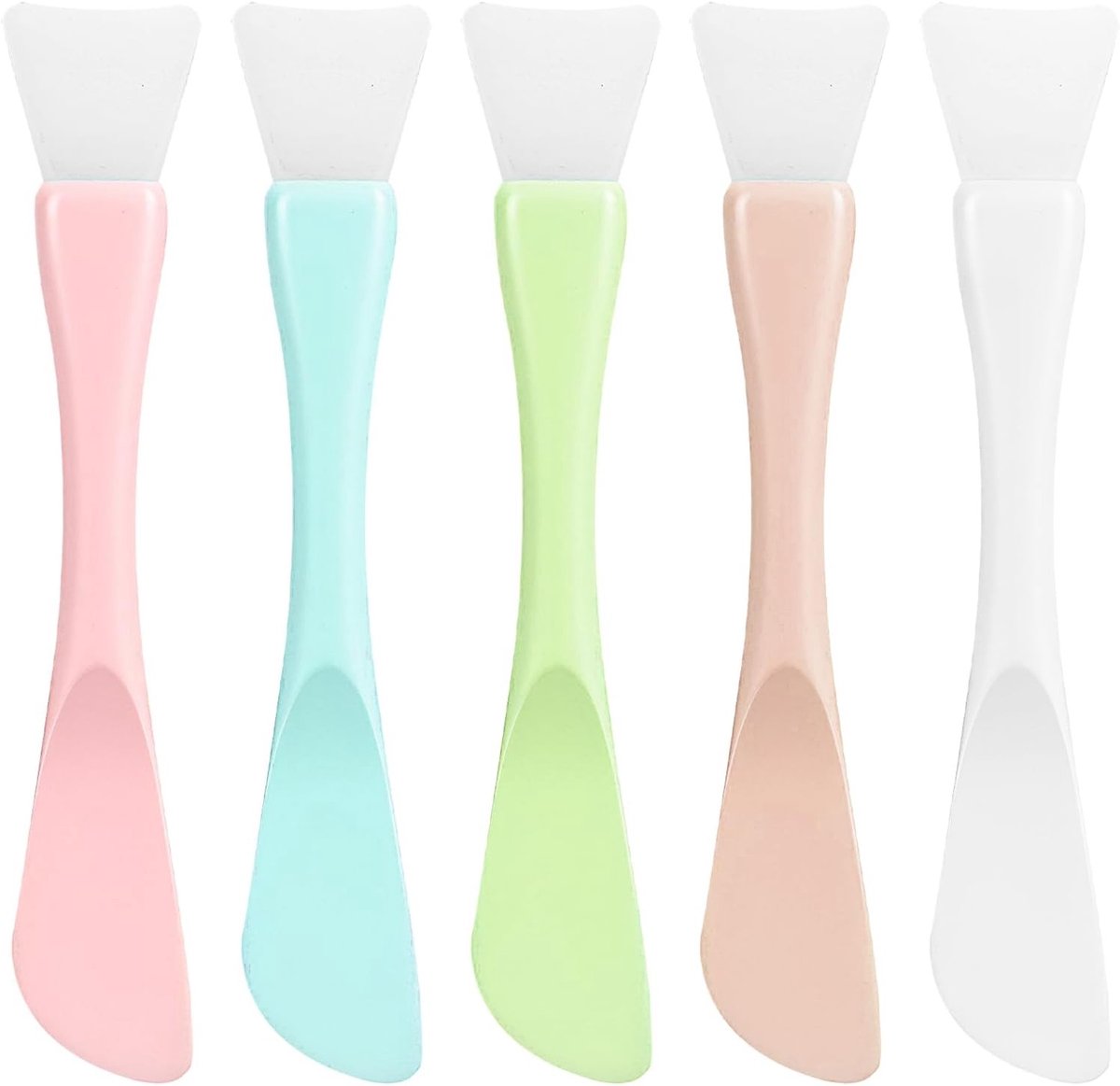 Set van 5 Herbruikbare Siliconen Maskerkwasten, Dubbelzijdige Spatula voor Gezichtsmaskers, Geschikt voor Klei, Crème en Gel