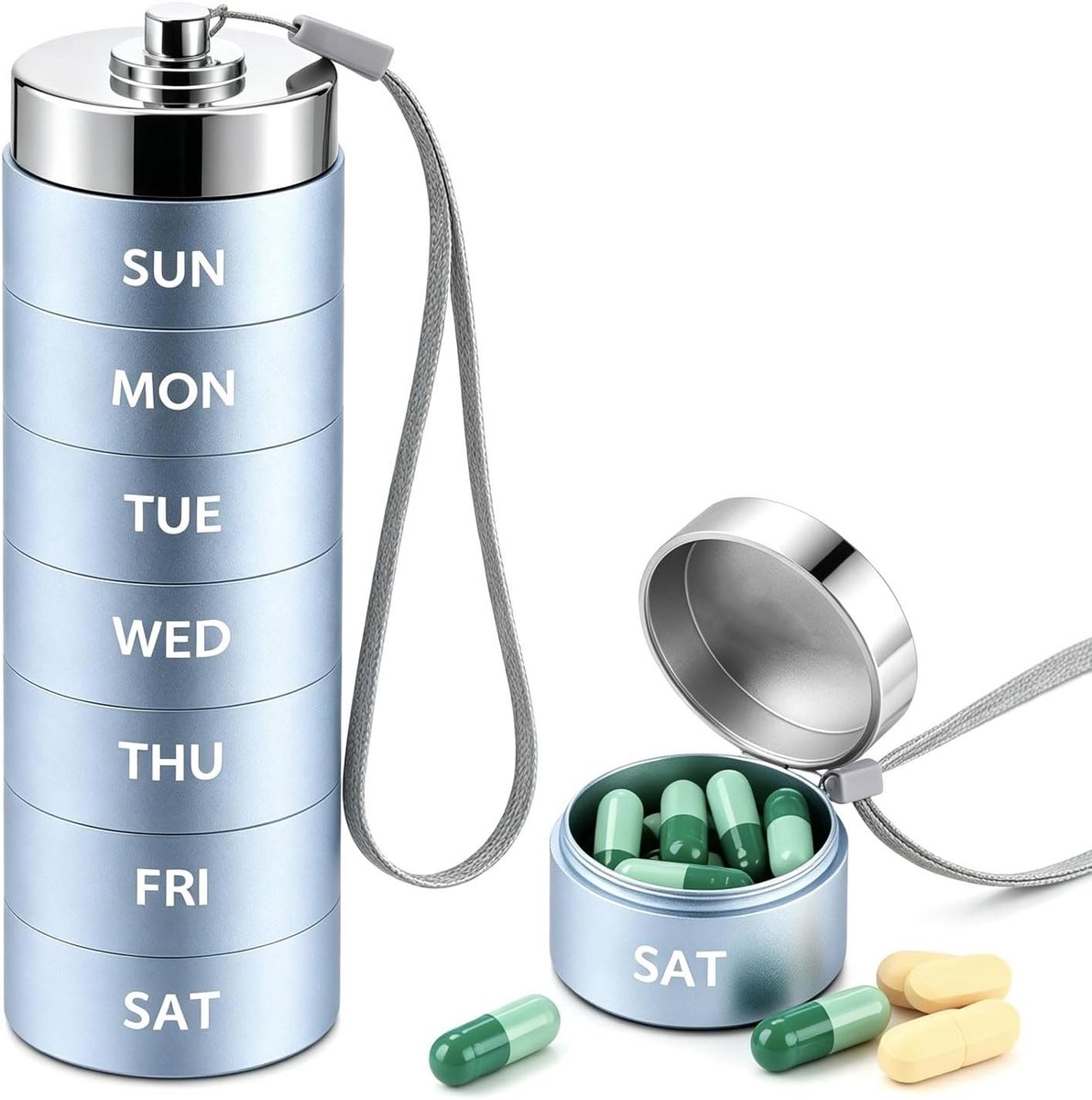 Pillendoos voor 7 dagen, waterdicht en demonteerbaar, ideaal voor vitamines en medicijnen, reisvriendelijk en modulair ontwerp