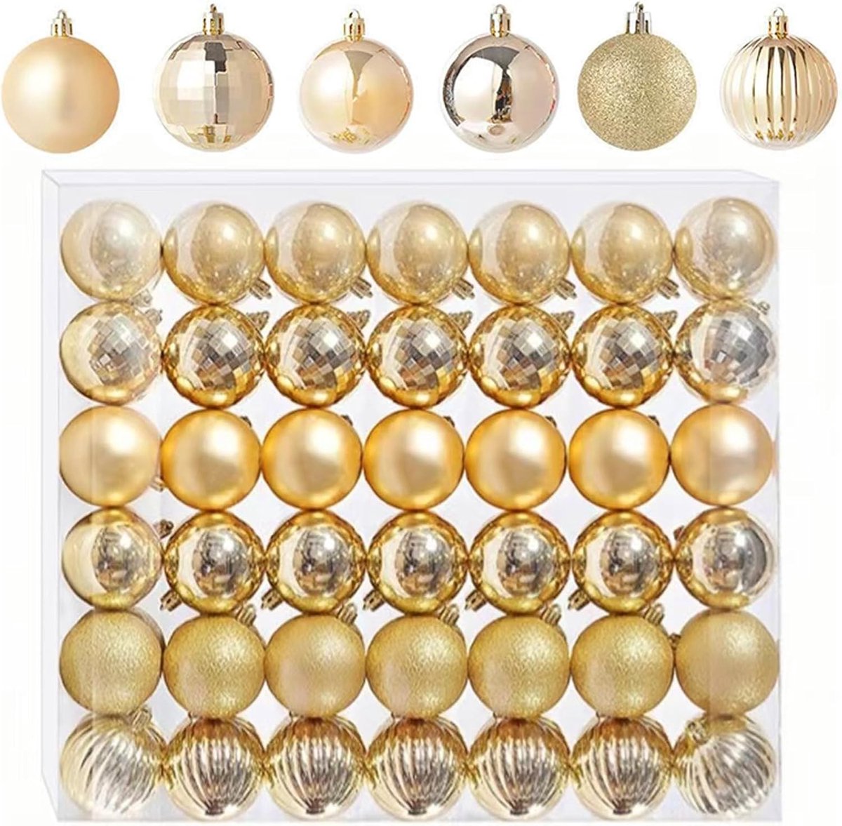 Kerstballen Set van 42 Stuks - Mini Decoratie van 3 cm in Goud Glitter voor Kerstboom en Feestelijke Decoratie