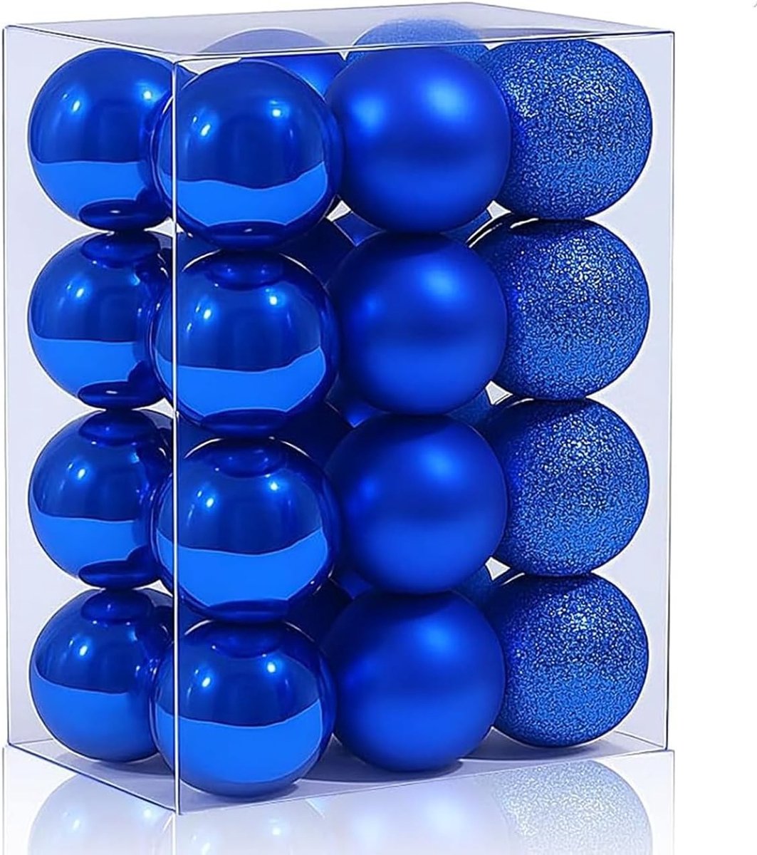 24 Blauwe Kerstballen, Glitterende Boomdecoraties van 3 cm voor Feestdagen, Bruiloften en Thuisdecoratie