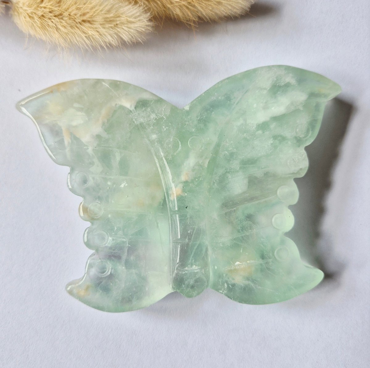 Fluoriet Vlinder Carving – 10 cm Edelsteen #16