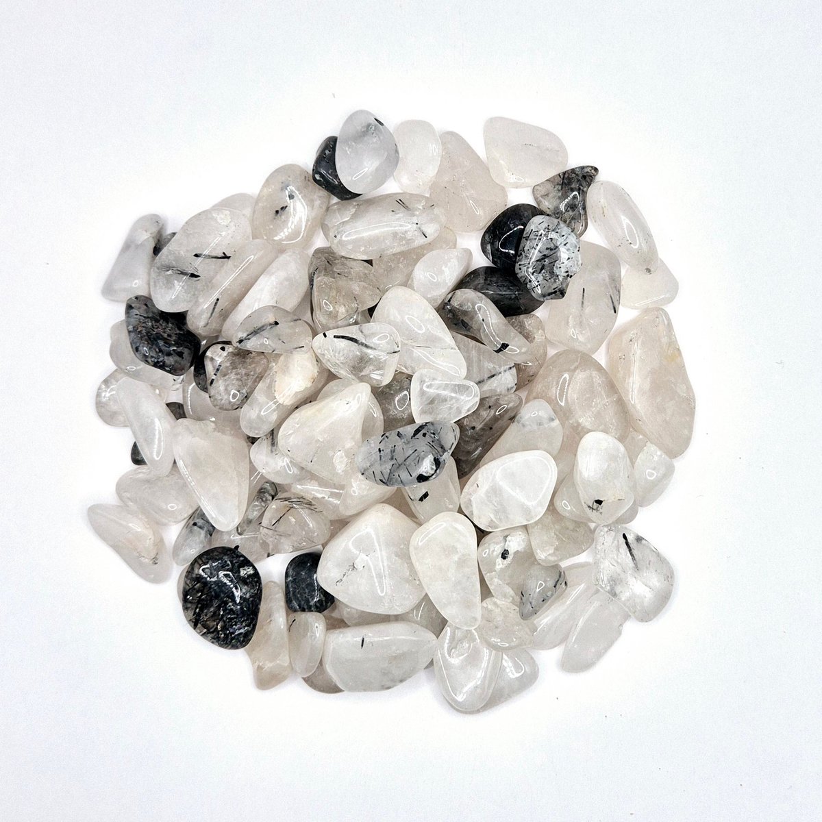 Edelsteen Tourmaline Rutilated Quartz Chips Trommelstenen 1-3cm (100 gram)
