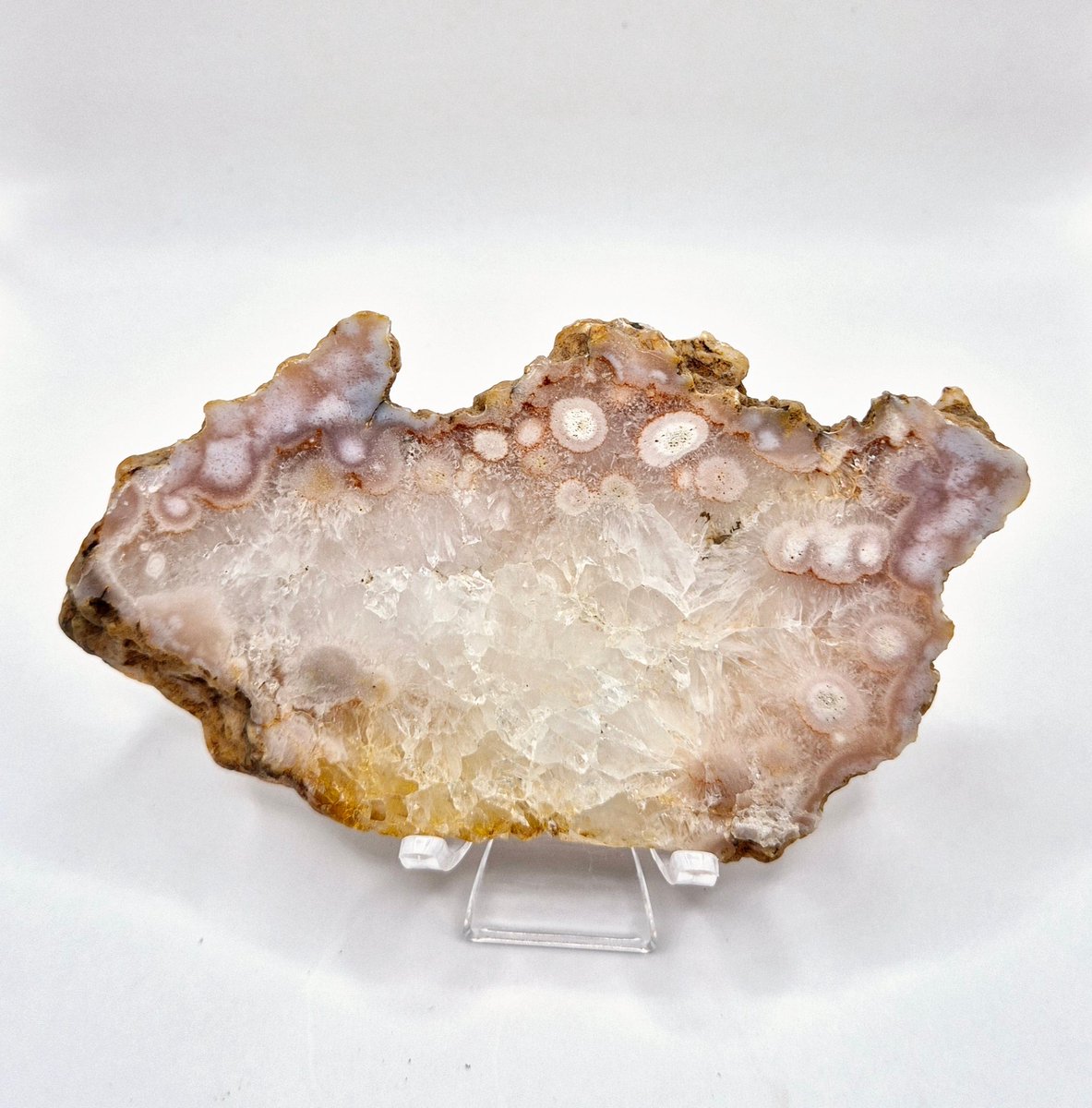 Crystal Cherry Blossom Agate Large Slab / Slice with Stand