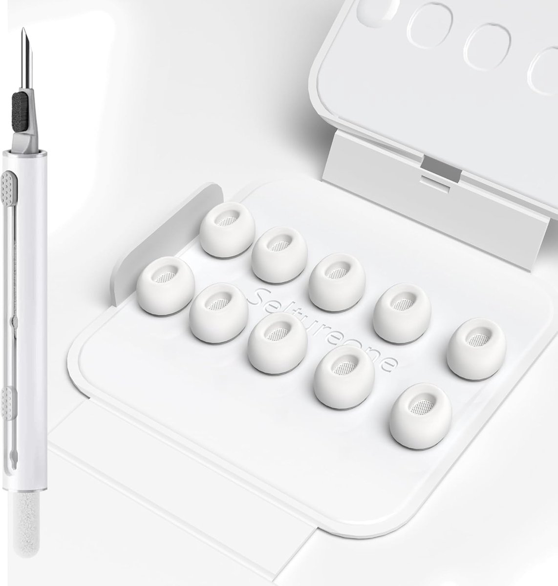 SnelShoppen - 5 Paar Vervangende Oordopjes voor AirPods Pro 3 (2025) met Schoonmaakset, 5 Maten Silicone Tips in Draagbare Opbergdoos - Perfecte Pasvo
