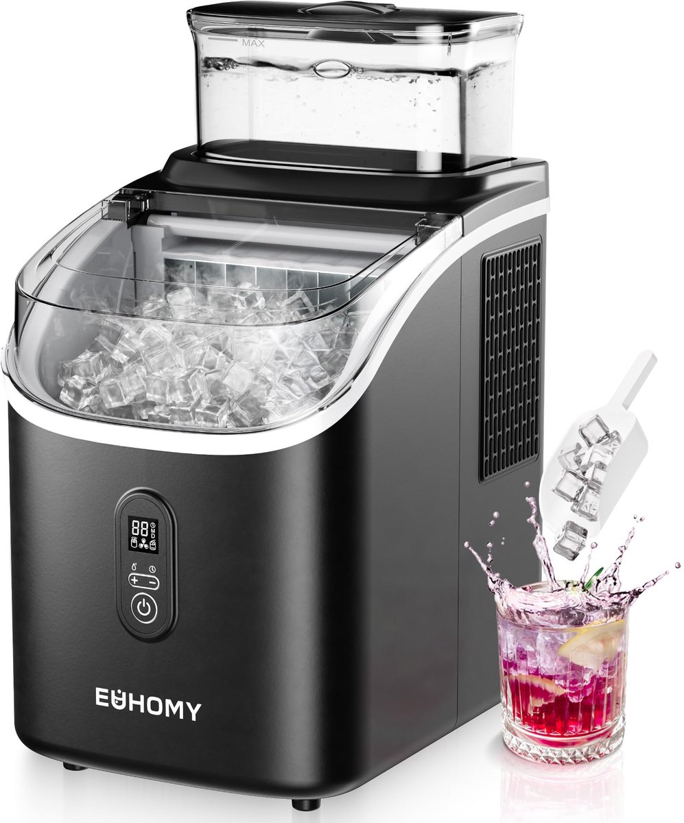 IJsblokjesmachine - IJsmaker - Drankjes Koelen - Snel ijs in 13 minuten - 15 kg per dag - Zwart