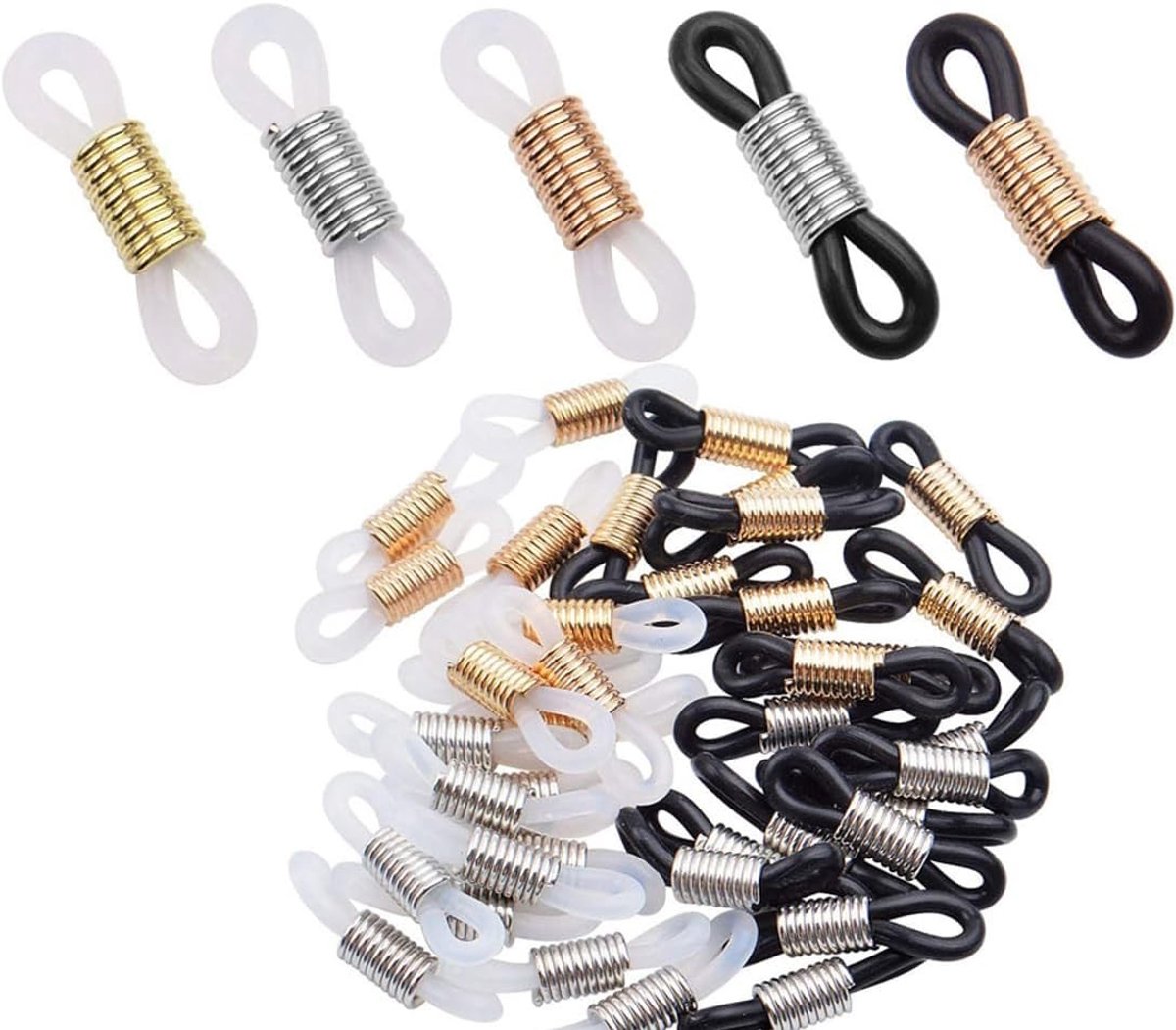 50 Stuks Brillenkettingen met Verstelbare Rubber en Siliconen Oogglazen Eindstukken, Lange Kabelketting voor Brillen en Zonnebrillen