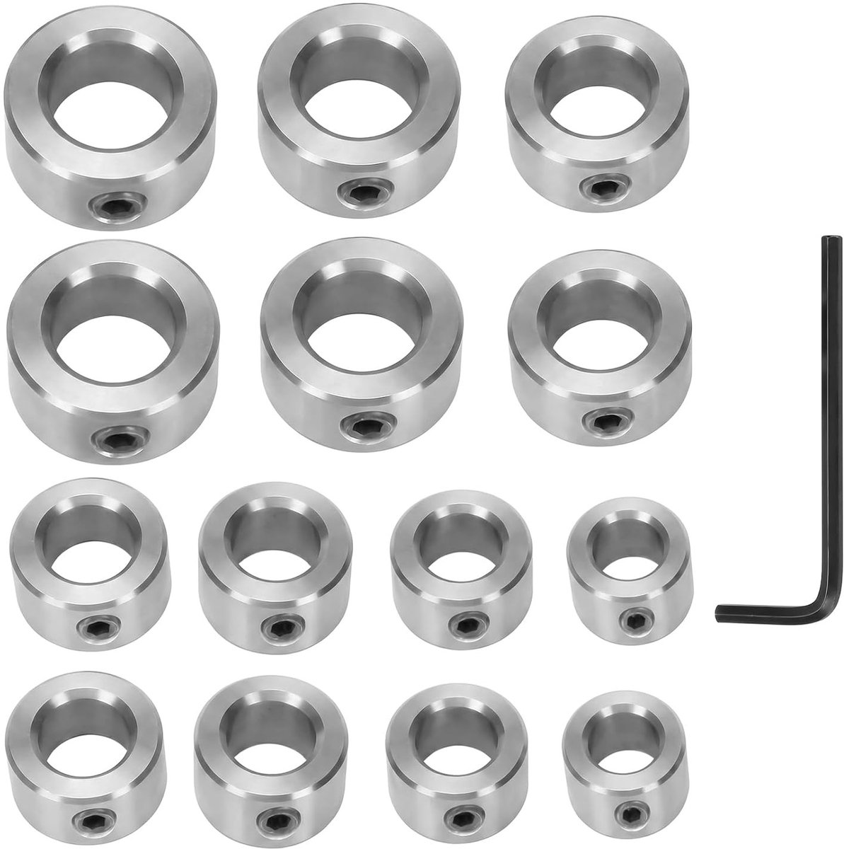 Diepte-instelringen Set van 14 Stuks voor Boren, Inclusief Inbussleutel, Ideaal voor Houtbewerking en Precisieboren met Verschillende Dieptes van 3 tot 10 mm