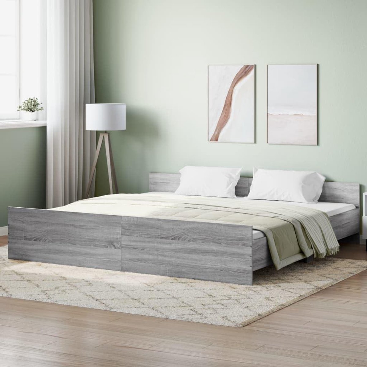 Bed Frame Hout - Houten Bed Bodem - Rustig Slapen - Robuust Materiaal - 180 x 200 cm - Sonoma Grijs