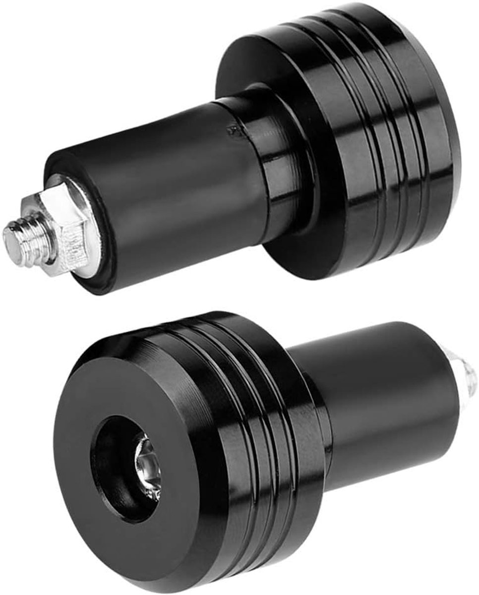 SnelShoppen - 22mm Universele Aluminium Motorfiets Stuur Einddoppen, Vervangende Gewicht Pluggen en Sliding Caps (Zwart)