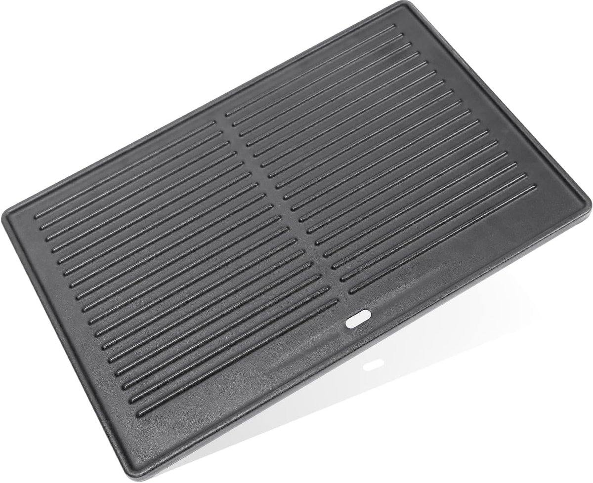 SnelShoppen - Gietijzeren kookplaat 41,5 x 27,5 cm - Geschikt voor houtskoolbarbecue, Perfect voor tuin, camping, feest en buitenkoken