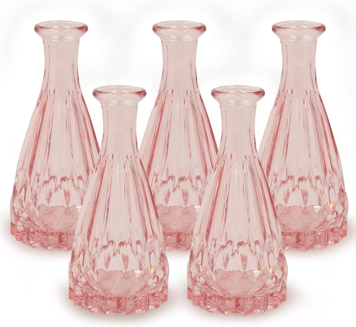 Flower Hub 5 x kleine vaas glazen decoratie bruiloft - kleine vaas - vaas modern - Boho bruiloft decoratie lente - ShopVlot