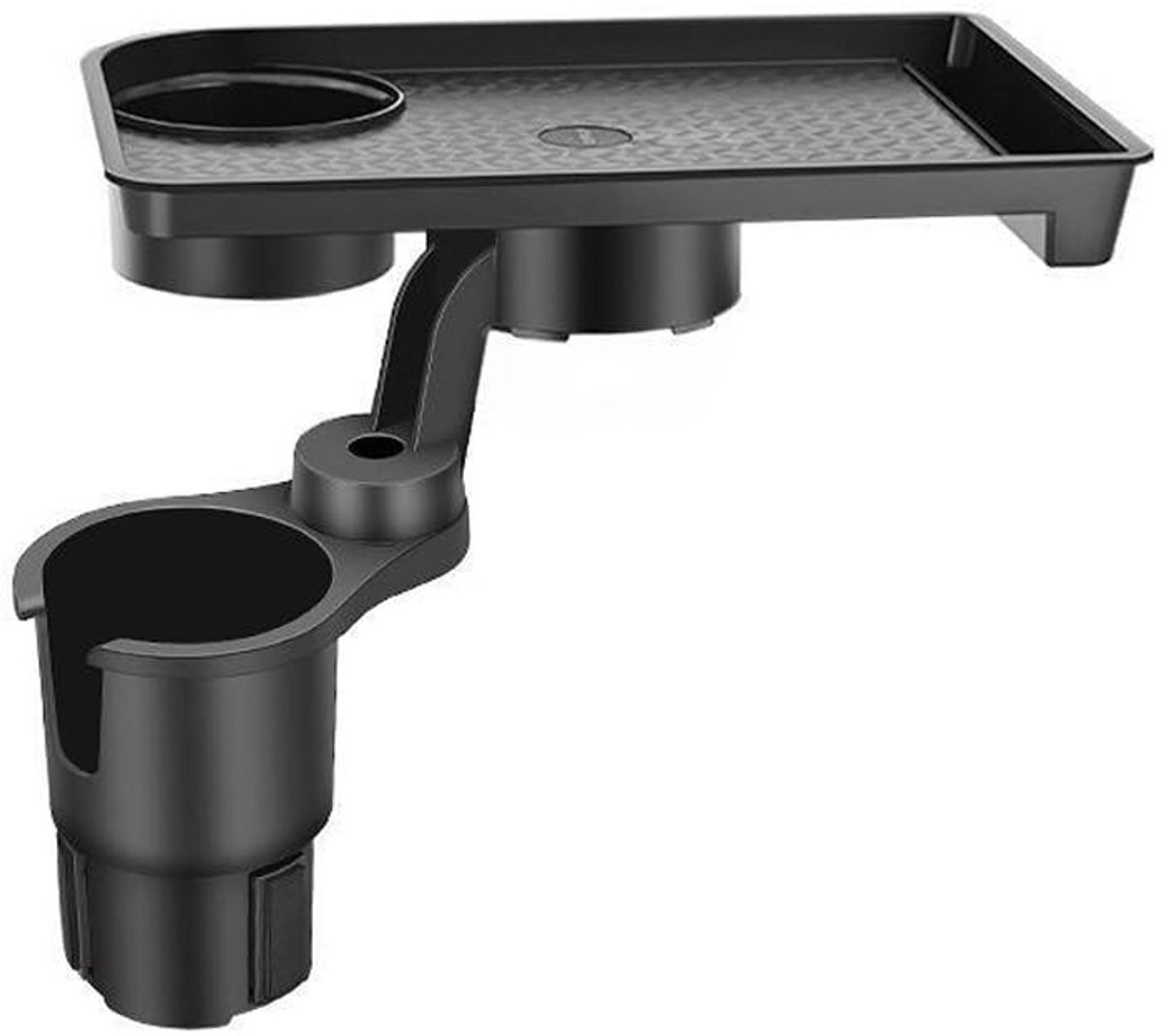 Omgoods- Autobekerhouder 360° verstelbaar - Auto Tafel - Flessenhouder - Kunststof - Zwart - Verwijderbaar opzetstuk - Autotafel