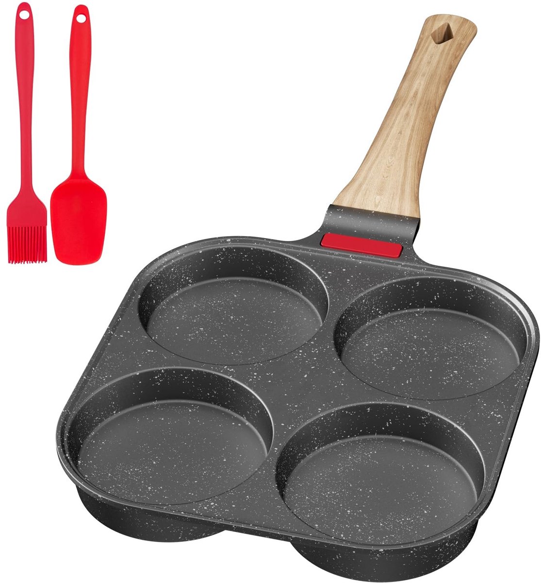 Omgoods - 4-Hole Egg Pan & Pancake Pan - Non-stick Aluminium voor Inductie en Gasfornuis