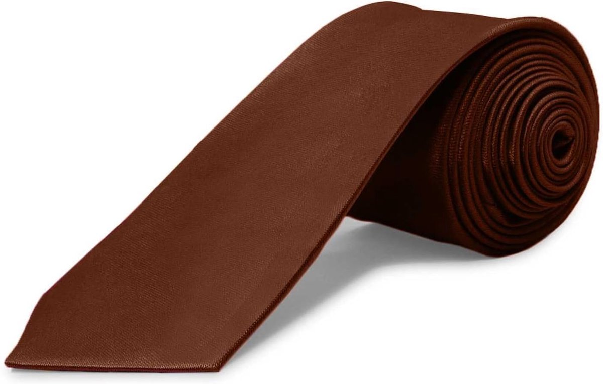 Smalle uniseks stropdas zonder opdruk, voor feesten en evenementen, 100% polyester, zwart, Bruin, One size