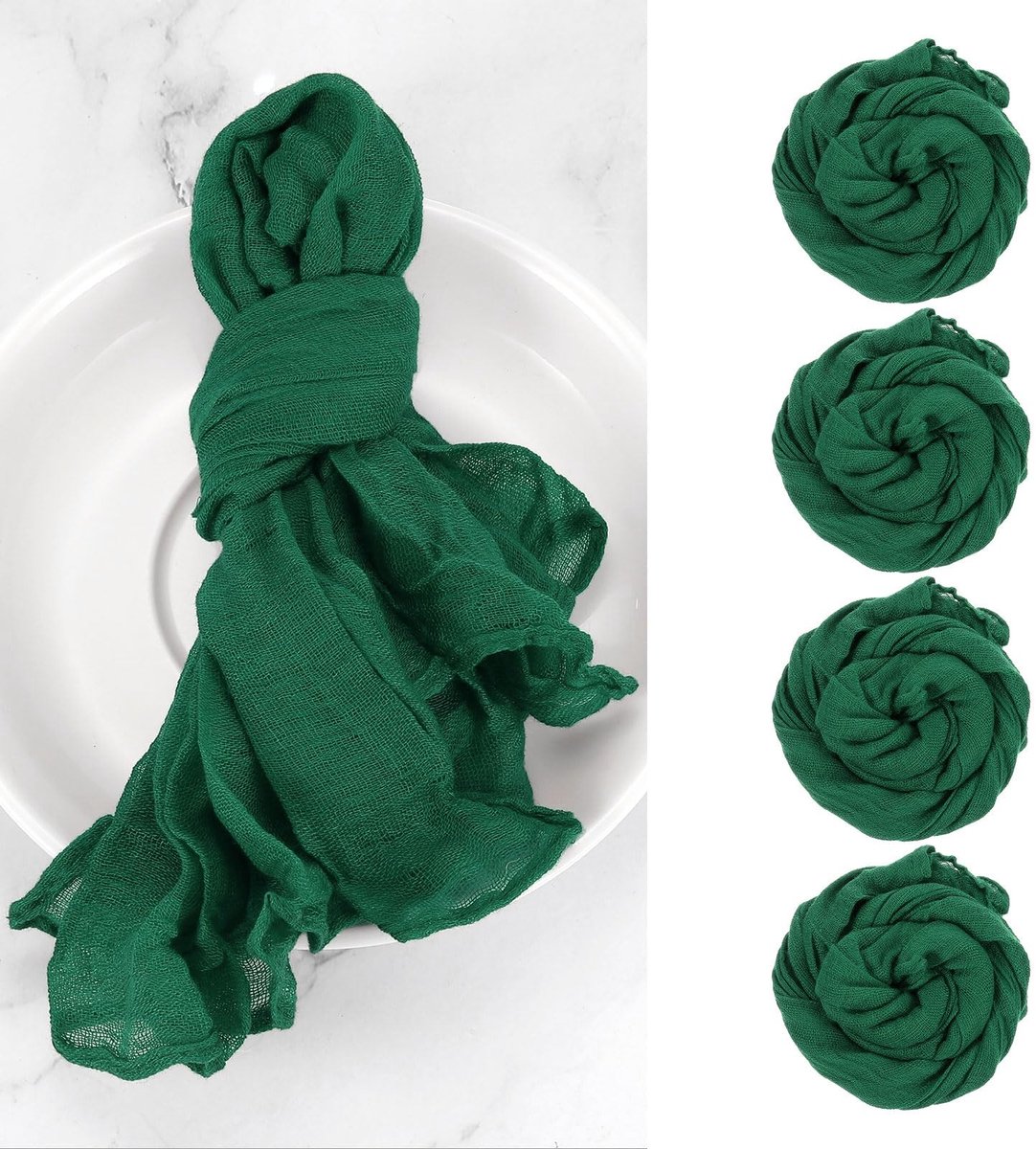 Omgoods - Set van 10 Cheesecloth Servetten - Donkergroen, Elegant voor Feestjes
