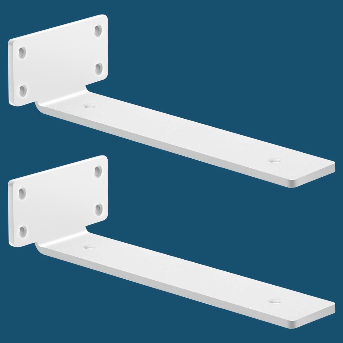 Omgoods - 2 Stuks Stevige Wandplankdragers - Witte Staal Ondersteuning voor Planken (30 cm)