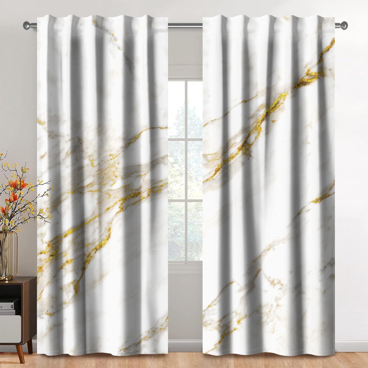 Omgoods - Marmer Gordijnen met 2 Panelen - 107 x 160 cm