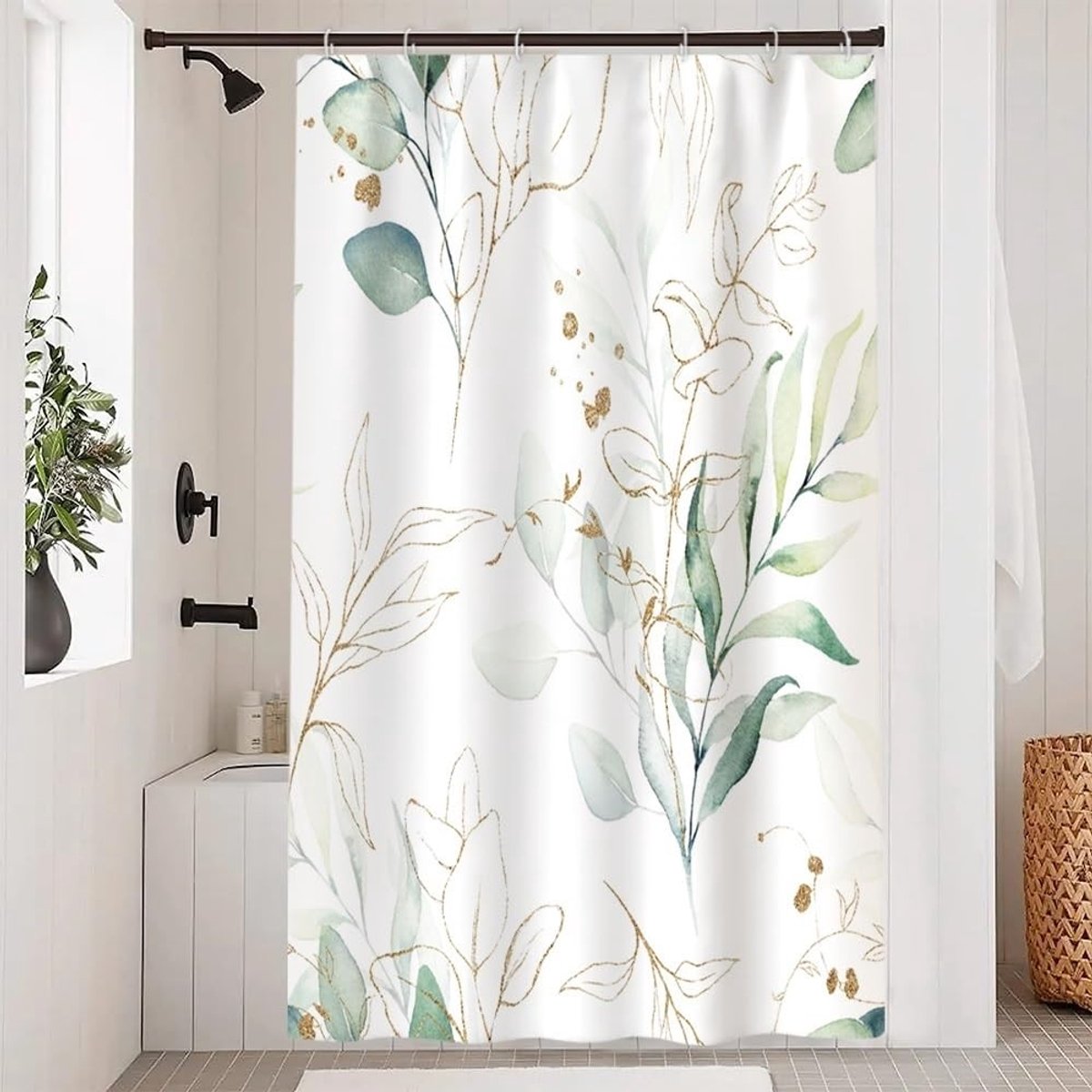 Omgoods - Eucalyptus Douchegordijn met Groene Bladeren